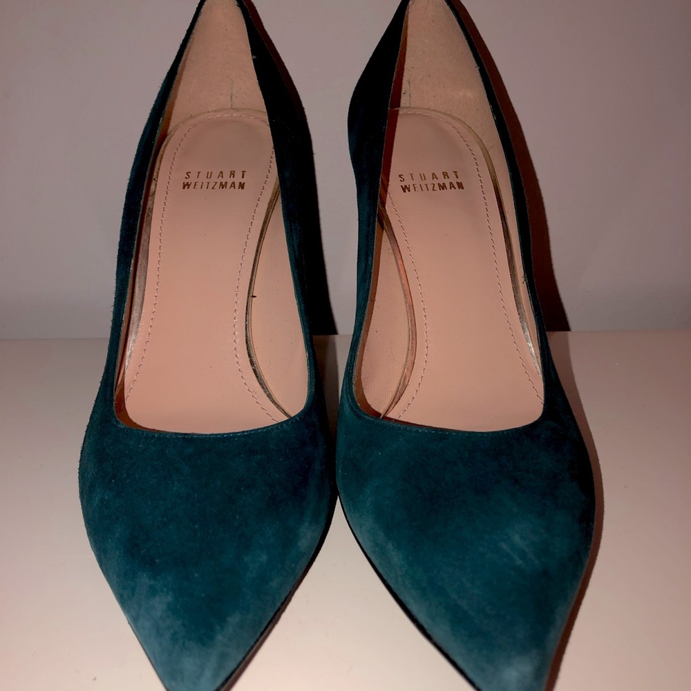 Stuart Weitzman suede heels. Size 9. Dark Teal.